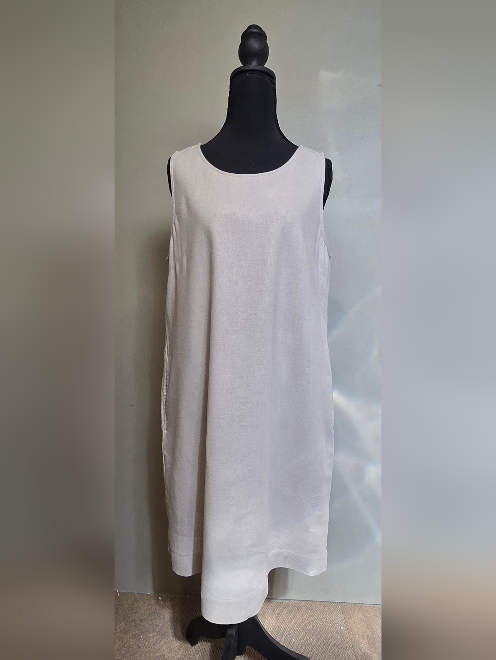 J. Crew Sleeveless Linen Shift Dress - Cream